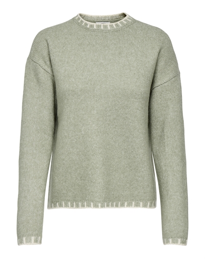 JDY - JDYSilja L/S On Contrast Strik - Seagrass/Sandshell